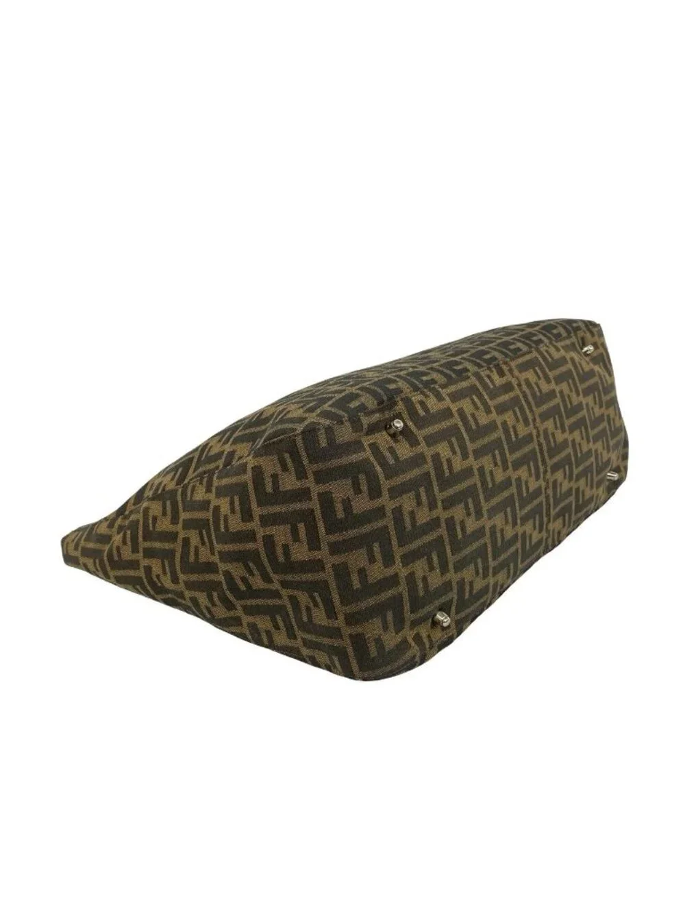Fendi Zucca FF Pattern Canvas Leather Tote Business Brown
